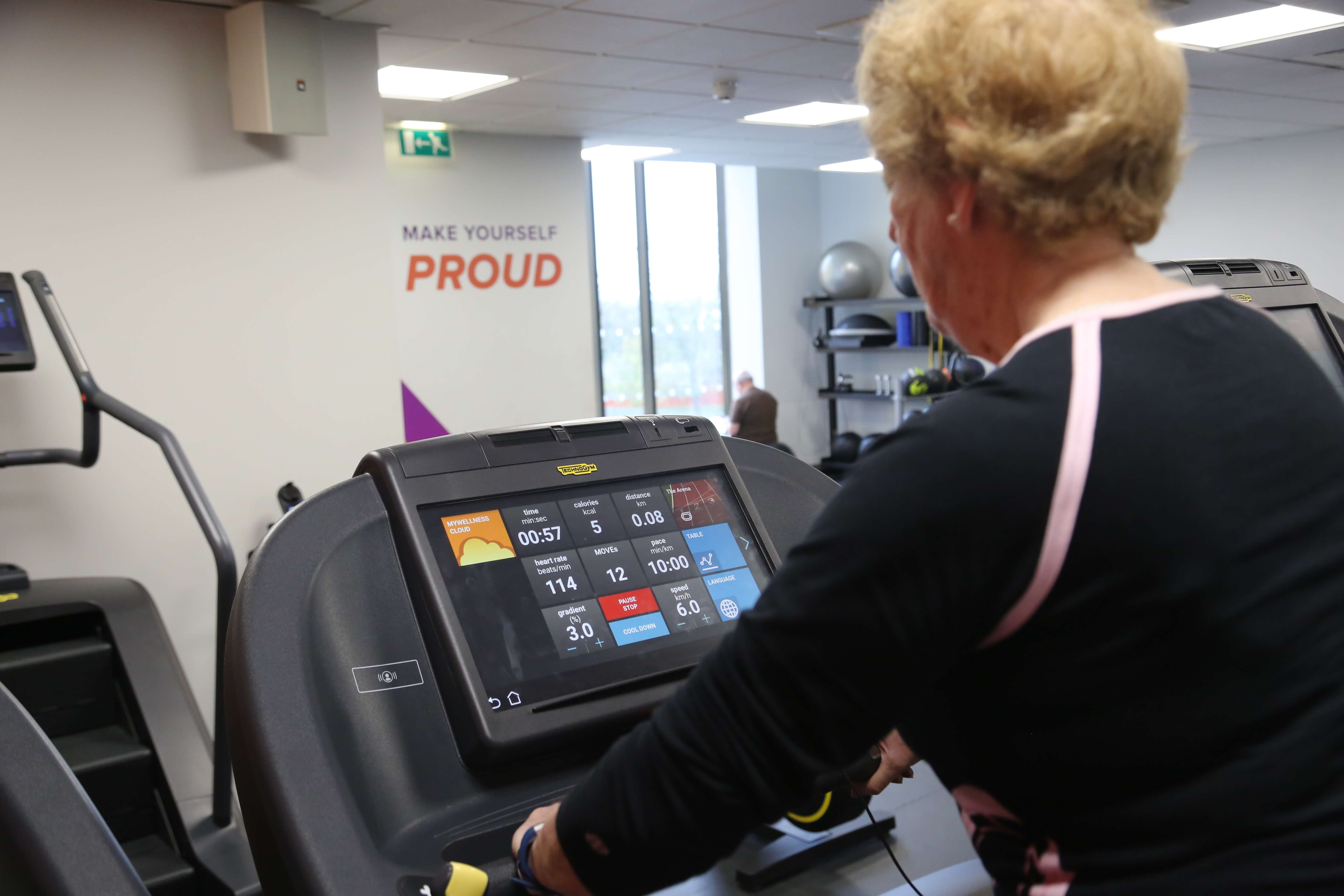 Xcel Leisure Centre - Elderly Lady using running machine